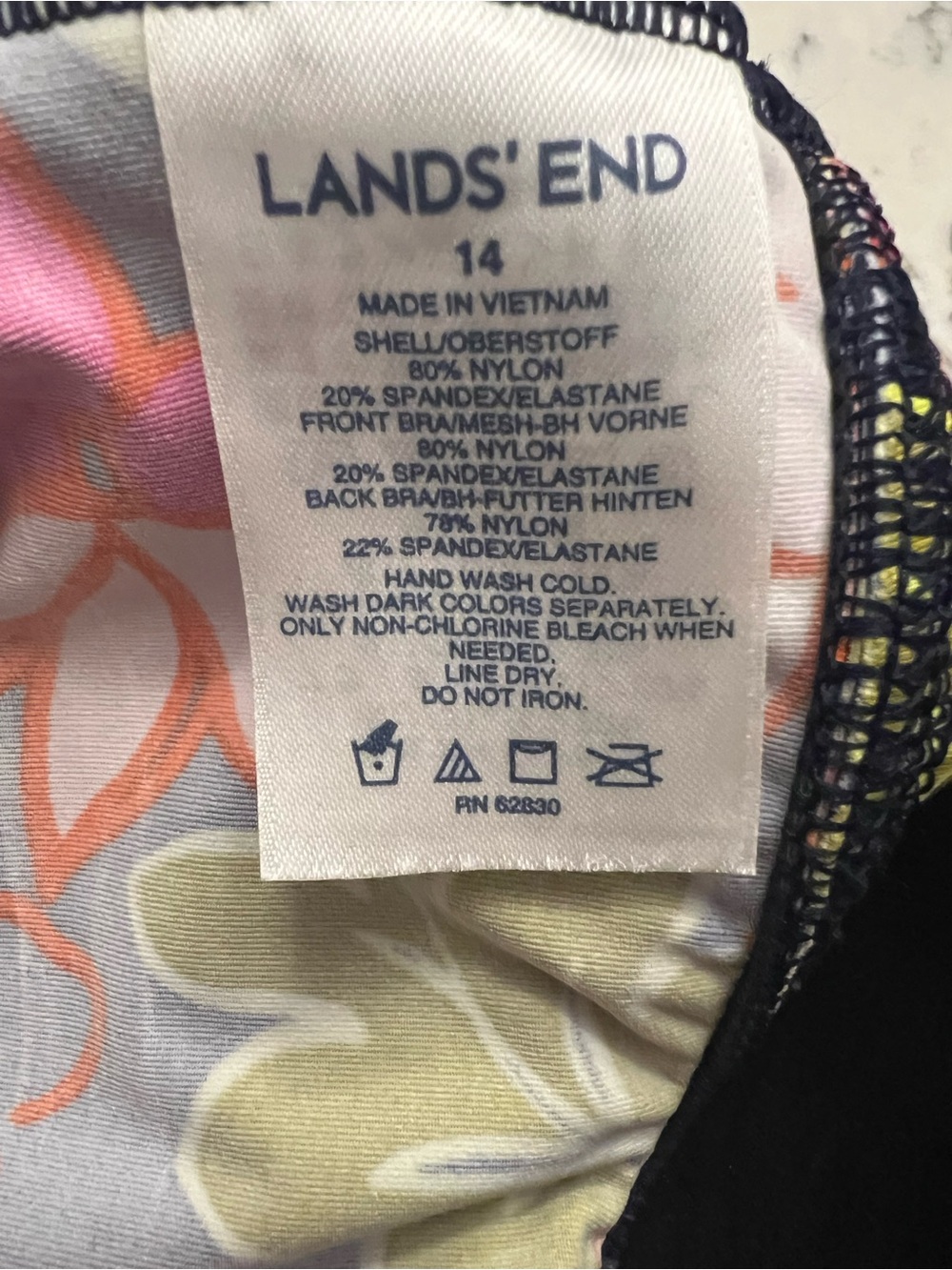 Lands' End Floral Halter Swim Top in Pink & Lime - Picture 3 of 3